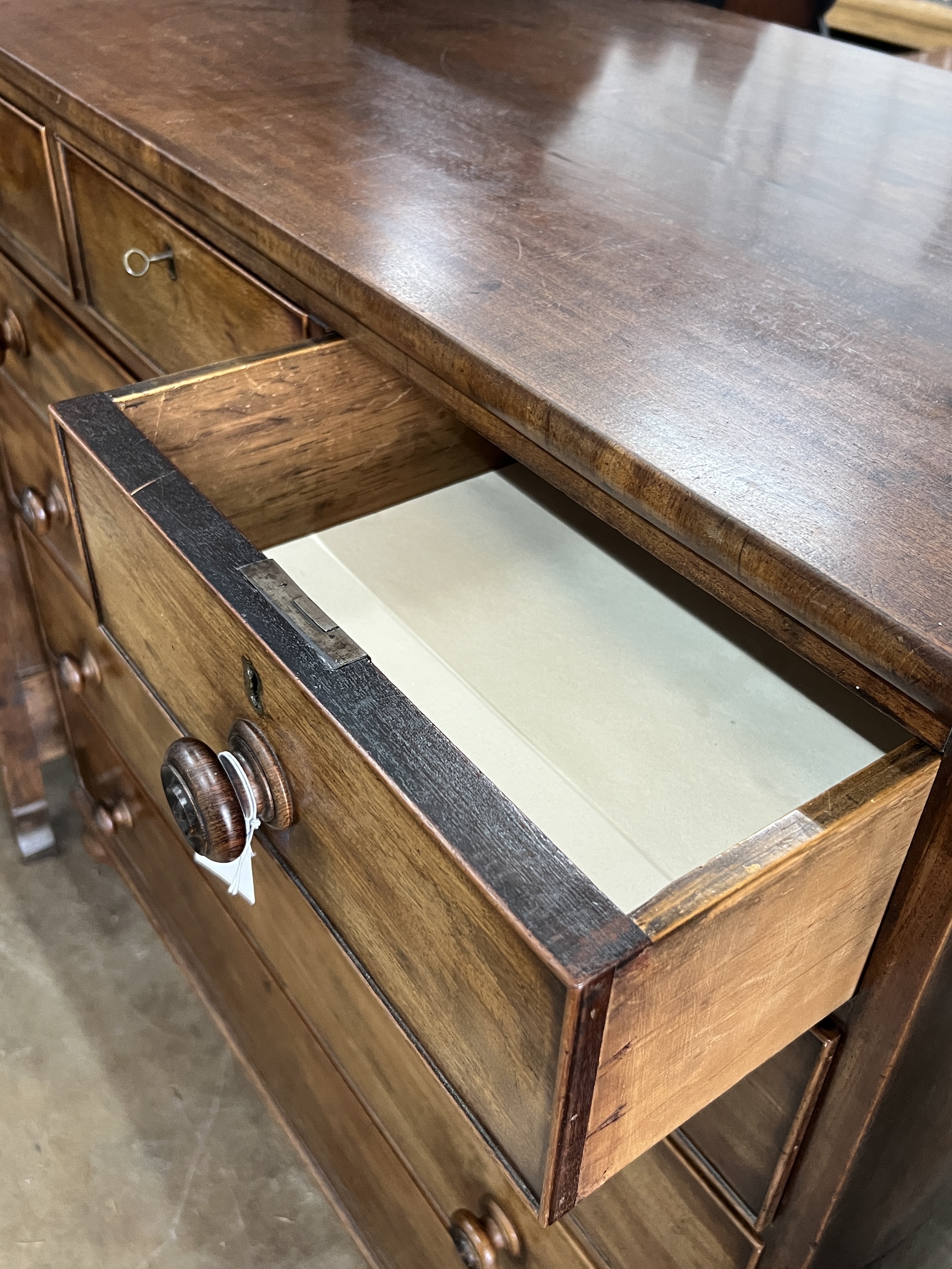 A George IV mahogany seven drawer chest, width 119cm, depth 56cm, height 119cm